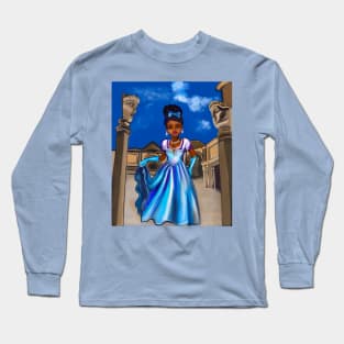 Princess in Roman inspired courtyard   ! beautiful  black girl with Afro hair, brown eyes and dark brown skin. Hair love ! Long Sleeve T-Shirt